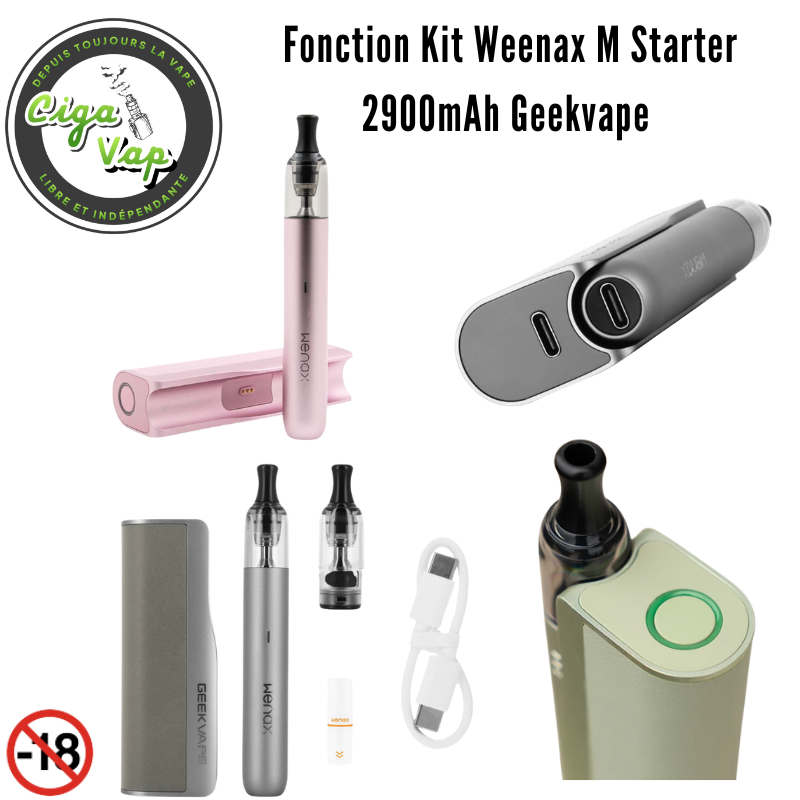 Fonction Kit Weenax M Starter 2900mAh Geekvape. Marque vendue par ciga vap.