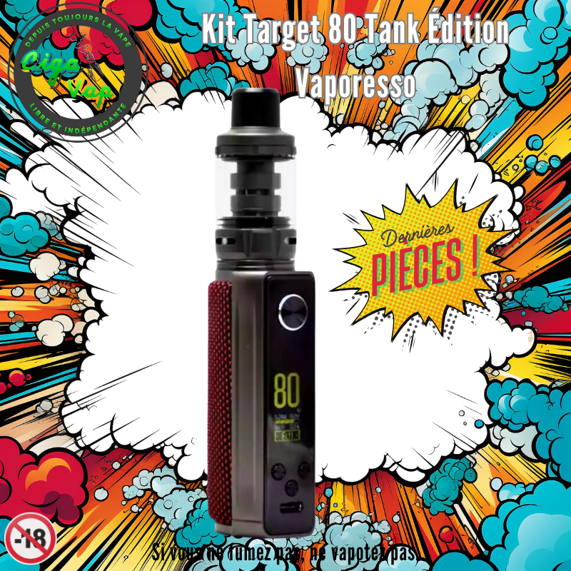 Kit Target 80 Tank Édition Vaporesso Sunset Red. Marque vendue par Ciga Vap.