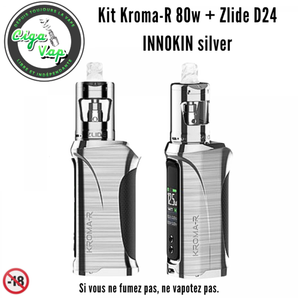 Kit Kroma-R 80w + Zlide D24 INNOKIN silver; Marque vendue par ciga'vap.