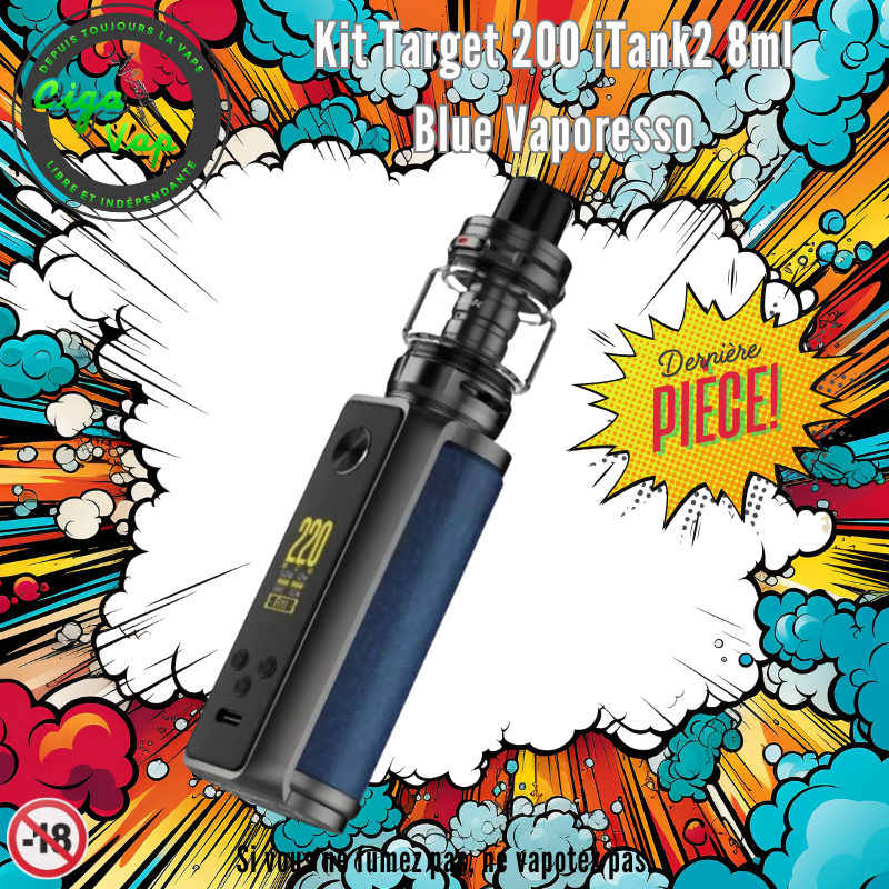Kit Target 200 iTank 2 édition Blue Vaporesso. Marque vendue par Ciga Vap.