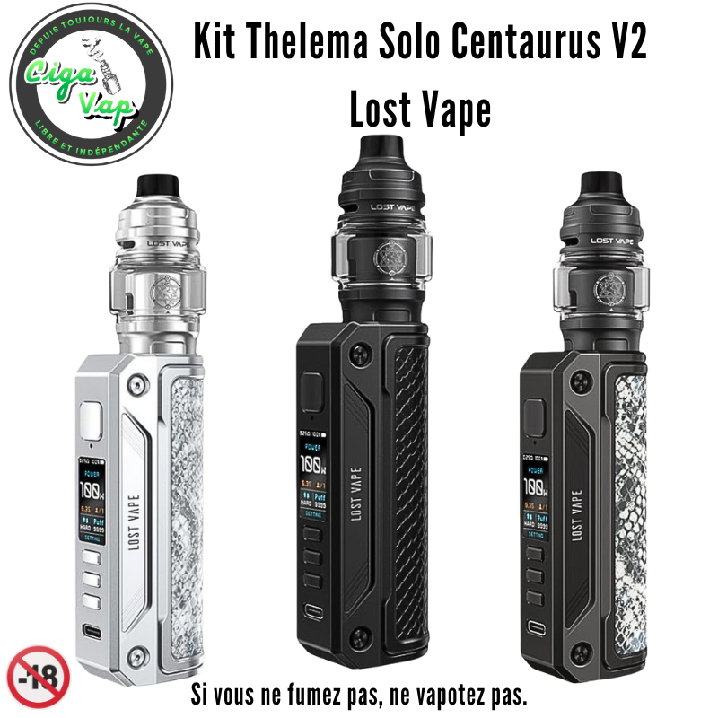 Kit Thelema Solo Centaurus V2 Lost Vape. Marque vendue par ciga'vap.