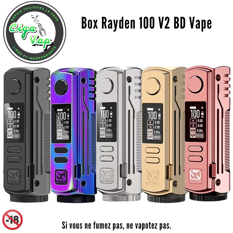 Box Rayden 100 V2 BD Vape. Marque vendue par ciga'vap.