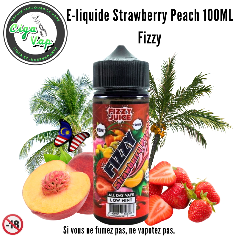 E-LIQUIDE FIZZY Strawberry Peach 100ML. Marque vendue par Ciga'Vap