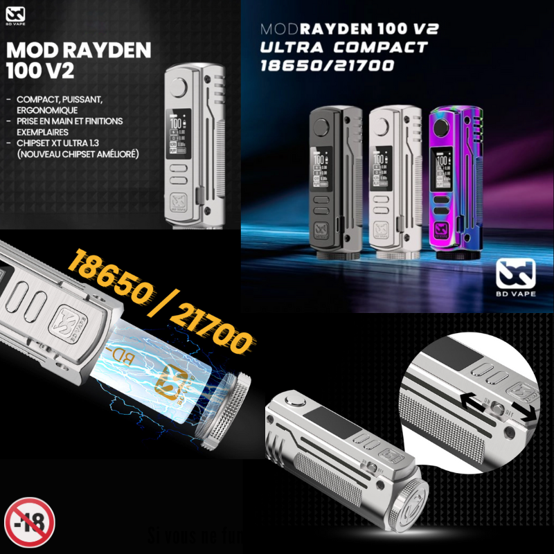 Pub Box Rayden 100 V2 BD Vape Pink Gold. Marque vendue par ciga'vap.
