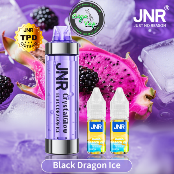 pub Puff Crystal Glow 33K JNR Batterie intégrée 800 mah Black Dragon Ice. Marque vendue par Ciga'Vap