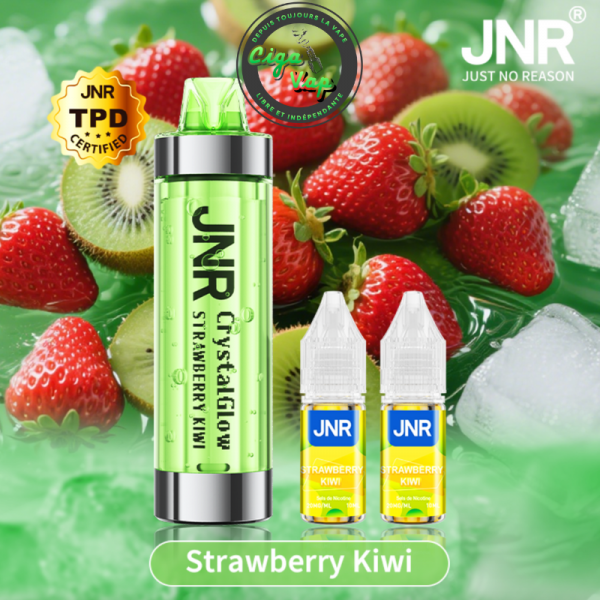 pub Puff Crystal Glow 33K JNR Batterie intégrée 800 mah strawberry kiwi. Marque vendue par Ciga'Vap