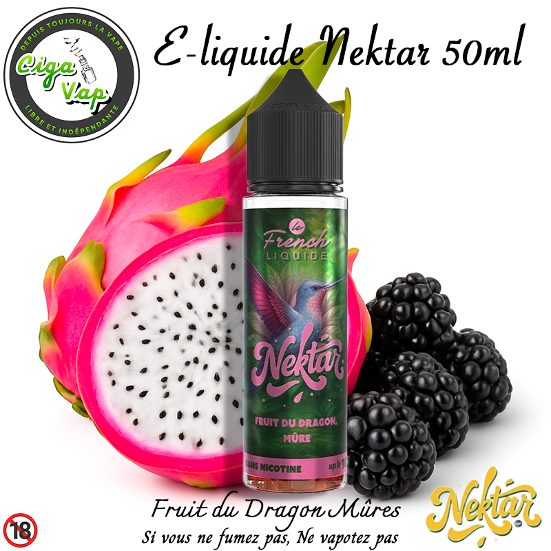 E-liquide fruit du dragon mûre de la gamme Nektar. Par le French Liquide, marque vendue par Ciga'Vap.