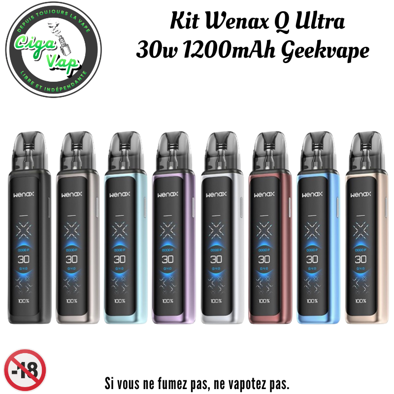 Kit Wenax Q Ultra de GeekVape. Format poche. Marque vendue par Ciga'Vap