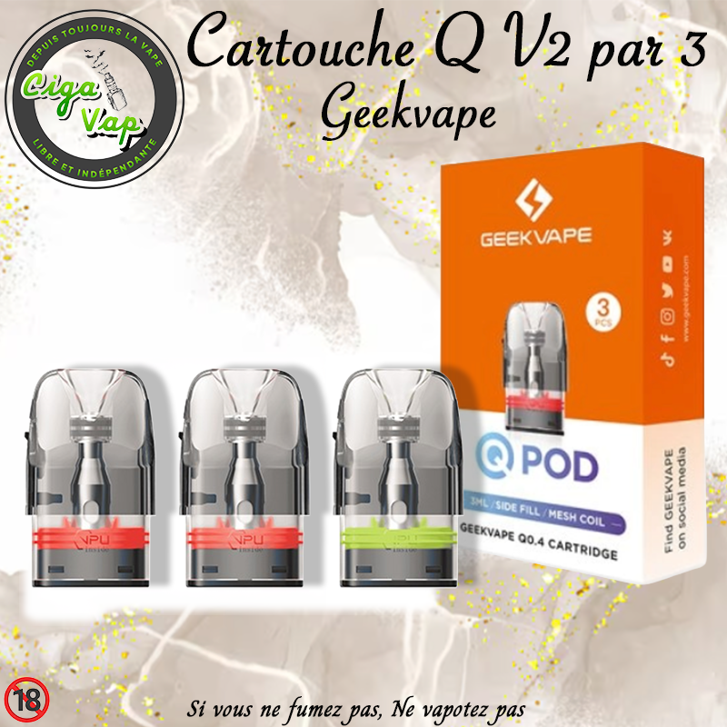Cartouche Q2 V2 de Geekvape marque vendue par Ciga'Vap