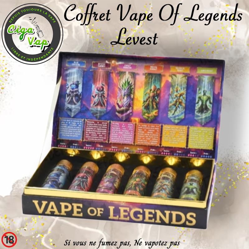 coffret vape of legends de Levest. Marque vendue par Ciga'Vap.