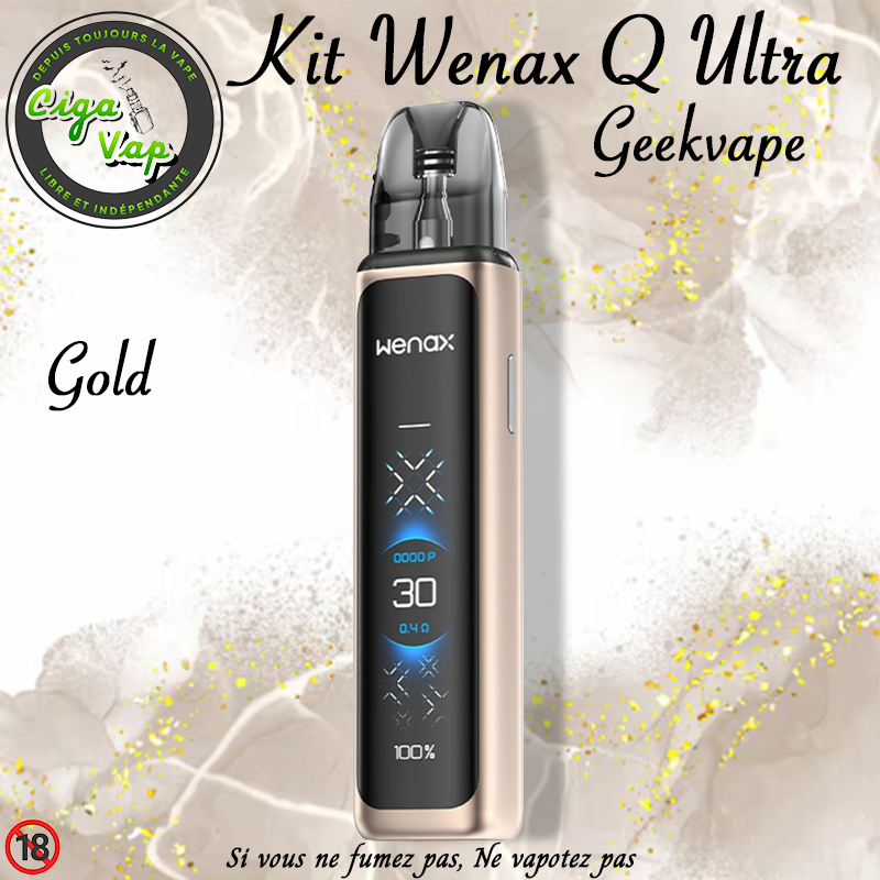 Kit Wenax Q Ultra de GeekVape Gold. Format poche. Marque vendue par Ciga'Vap