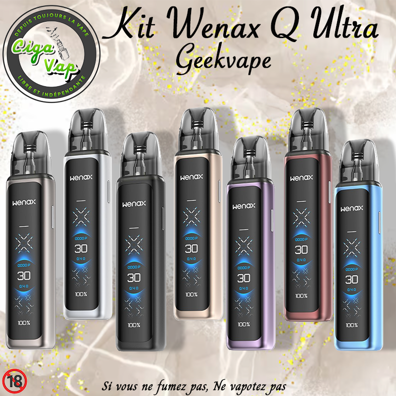 Kit Wenax Q Ultra de GeekVape. Format poche. Marque vendue par Ciga'Vap
