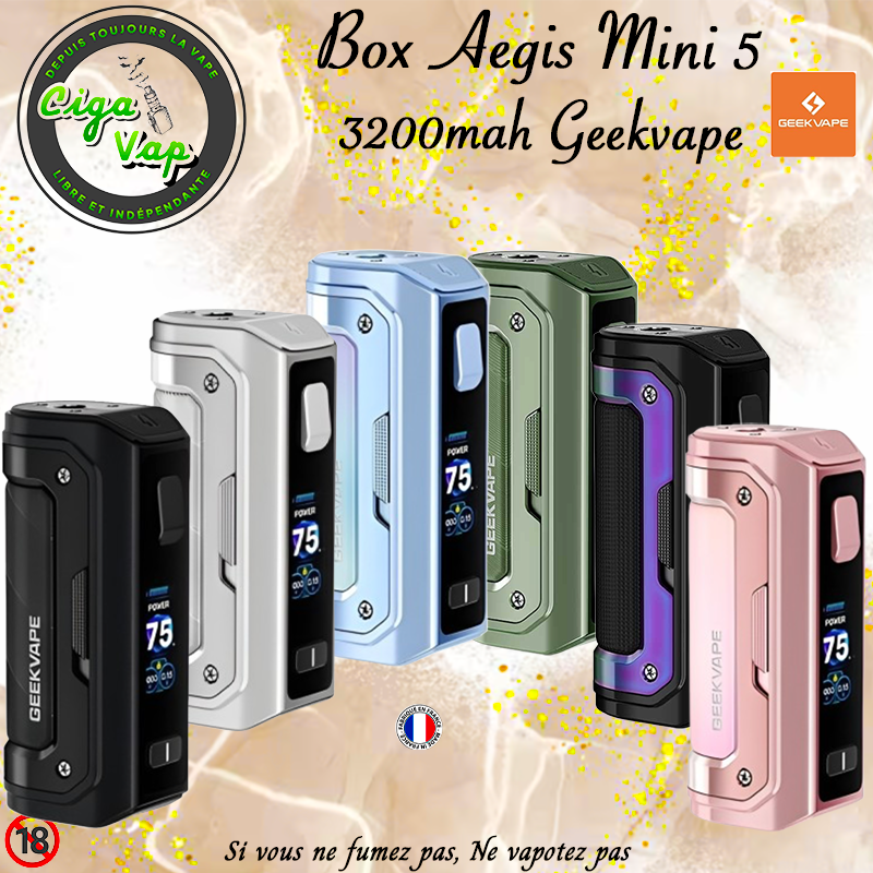 Box Aegis Mini 5. De Geekvape, marque vendue par Ciga'Vap.