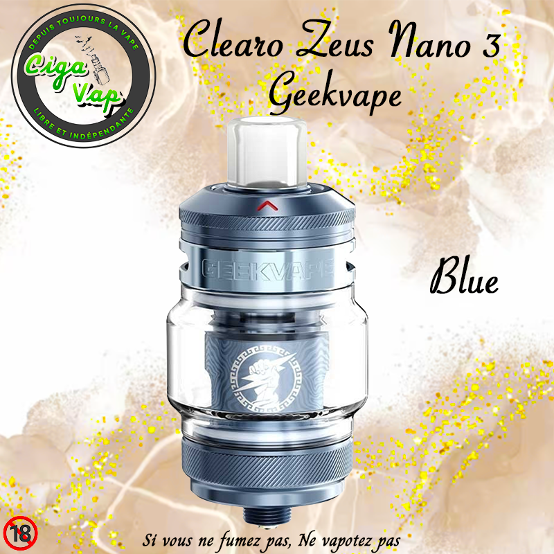Clearo Zeus Nano 3 Blue Geekvape. Marque vendue par ciga vap.