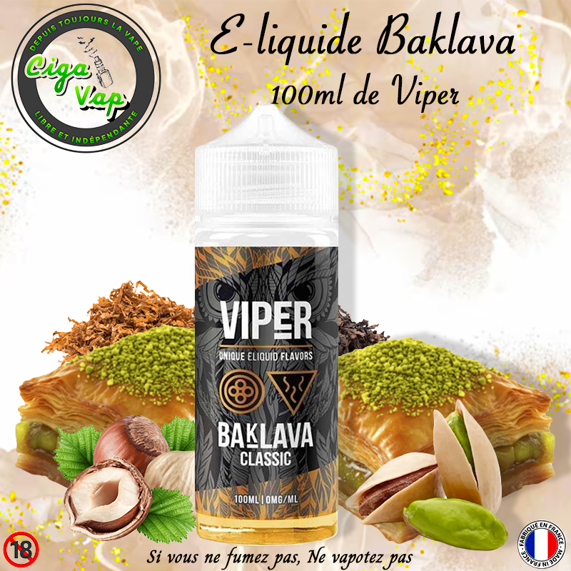 e-liquide Baklava 100ml Viper. Marque espagnol vendue par Ciga'Vap