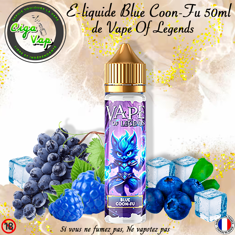 E-Liquide Blue Coon-Fu de Vape of legends 50ml. Marque vendu par Ciga'Vap.