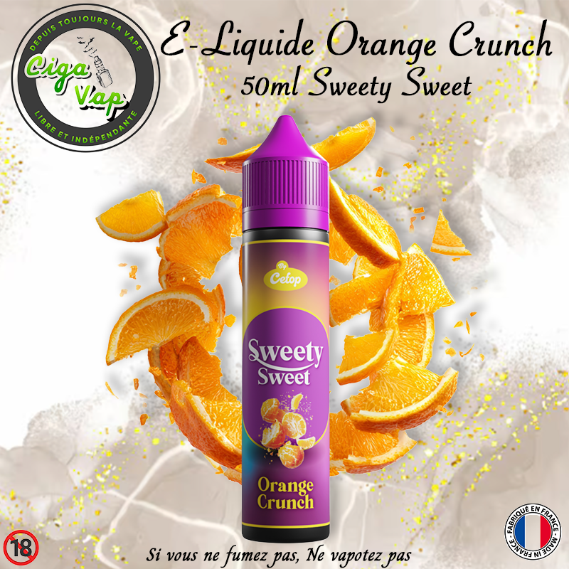 E-Liquide Orange Crunch 50ml Sweety Sweet. De Cefop, marque vendue par Ciga'Vap.