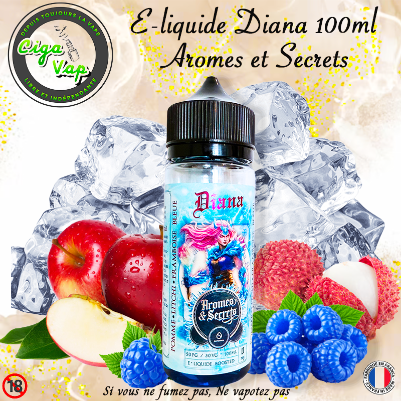 Diana e-liquide 100ml d'Aromes et Secrets. Marque vendue par Ciga'Vap
