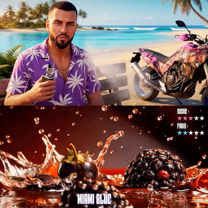 e-liquide Miami Blue. Marque vendue par Ciga'Vap