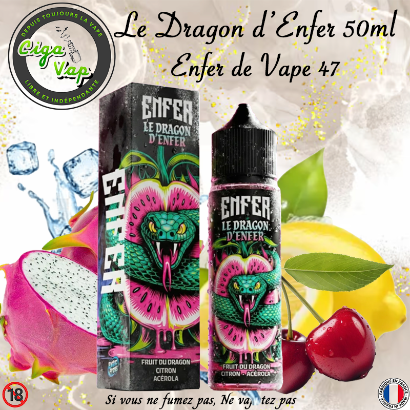 E-liquide le dragon d'enfer 50ml Vape47. Marque vendue par Ciga'Vap