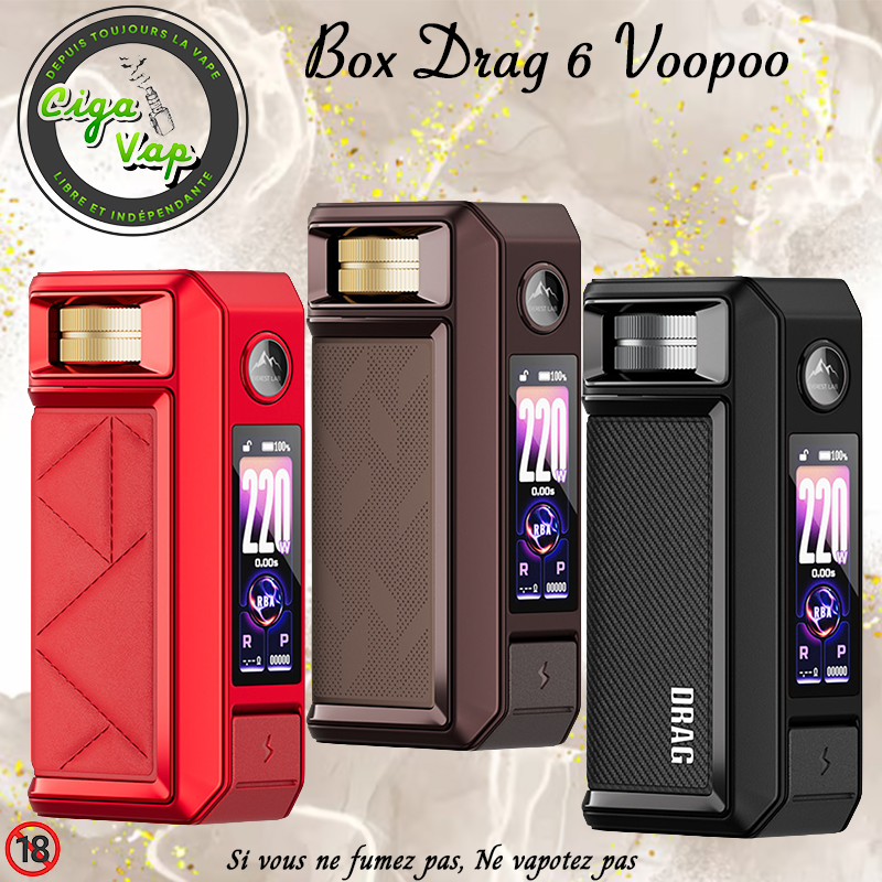 Box Drag 6 de Voopoo. Marque vendue par Ciga'Vap.