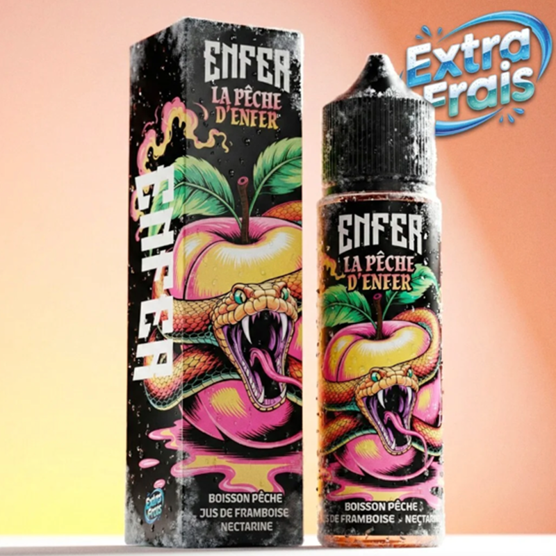 E-liquide pêche d'enfer 50ml Vape47. Marque vendue par Ciga'Vap