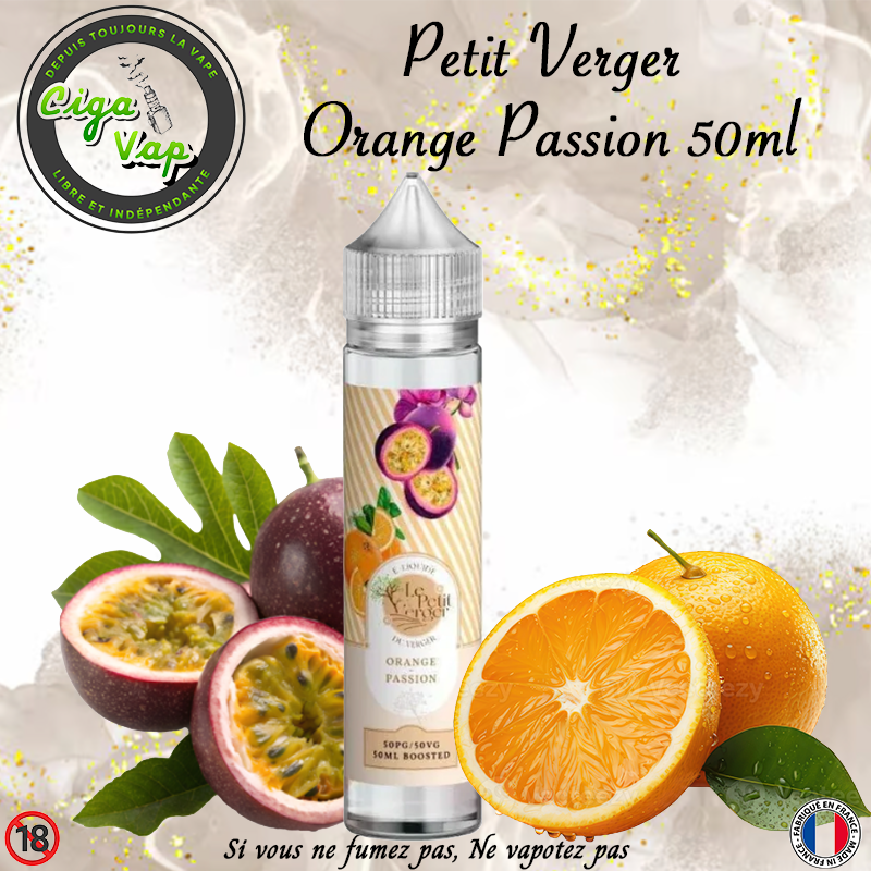 orange passion 50ml Petit Verger. Marque vendue par ciga'vap.