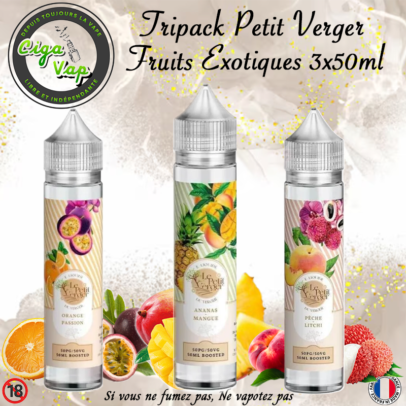 tripack fruits exotiques petit verger 3x50ml. Marque vendue par ciga'vap.