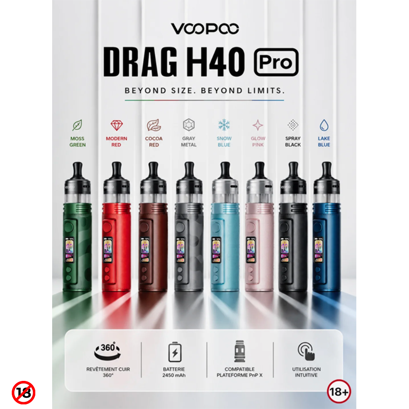 PUB kit drag h40 pro 
de Voopoo. Marque vendue par Ciga'Vap.