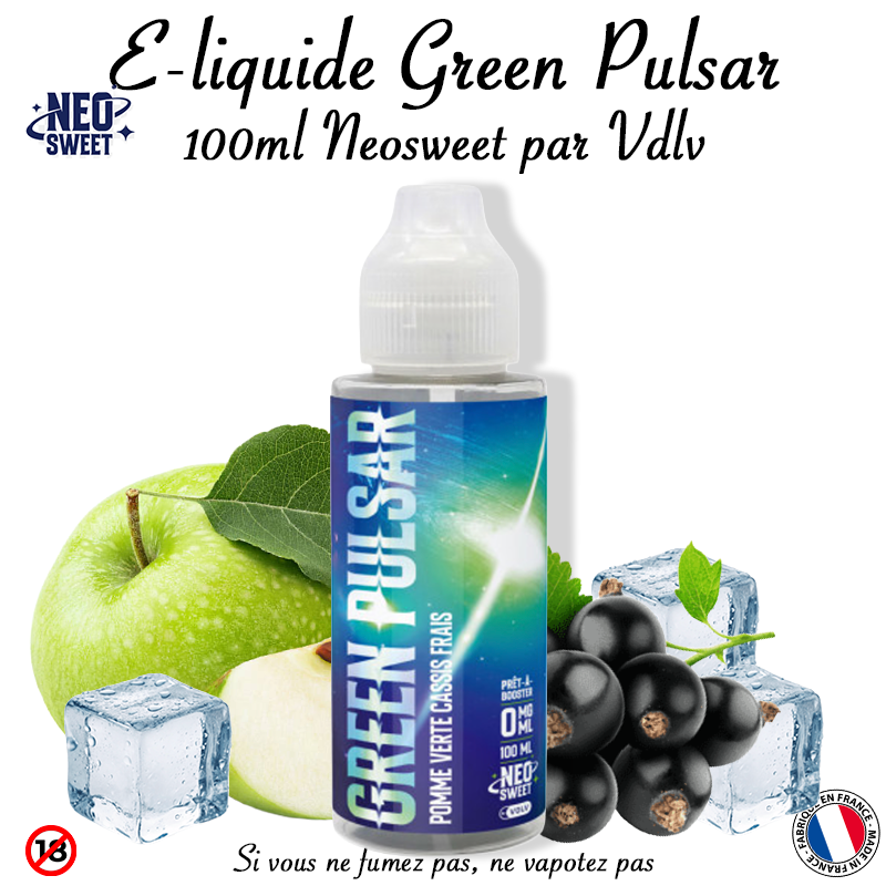 E-liquide Green Pulsar 100ml Neosweet VDLV. Marque vendue par Ciga'Vap.