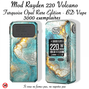 Box Mod Rayden 220 Volcano Turquoise Opal Rare Edition – BD Vape édition limitée