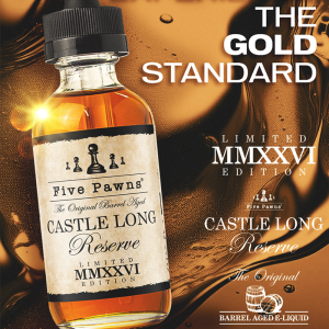 E-liquide Castle Long Réserve 2026 signé Five Pawns 50ml.
