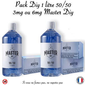 PACK BASE 50/50 MASTER DIY 1 LITRE Base + Boosters prêt à l’emploi