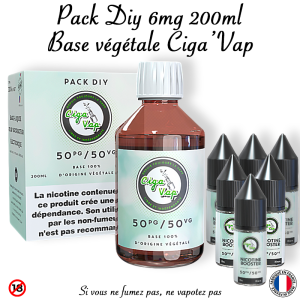 Pack 200ml prêt à l’emploi DIY  50/50 Ciga&rsquo;Vap