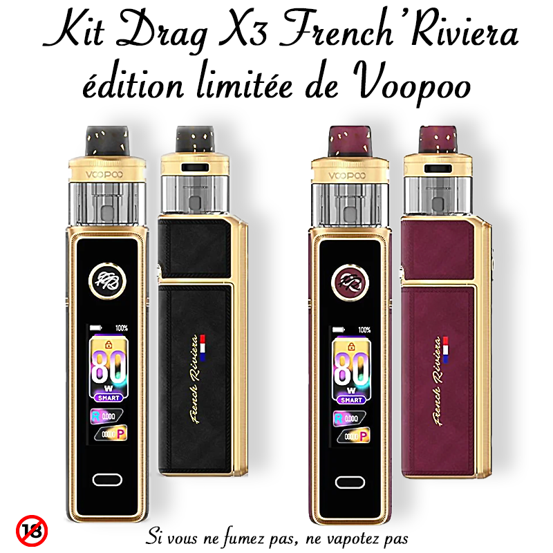 Kit Drag X3 French'Riviera édition limitée de Voopoo. Marque vendue par Ciga'Vap