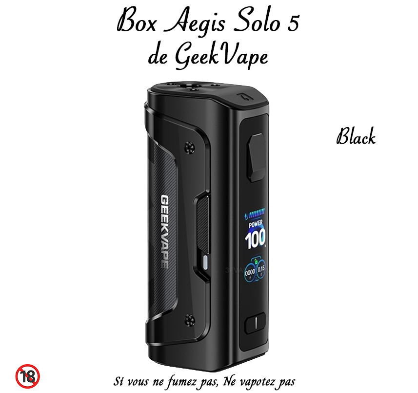 Box Aegis Solo 5 BLACK. Marque vendue par Ciga'Vap.