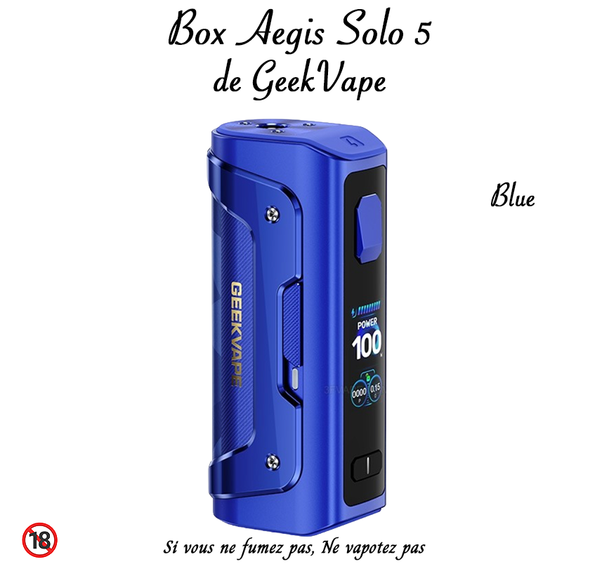 Box Aegis Solo 5 BLUE. Marque vendue par Ciga'Vap.