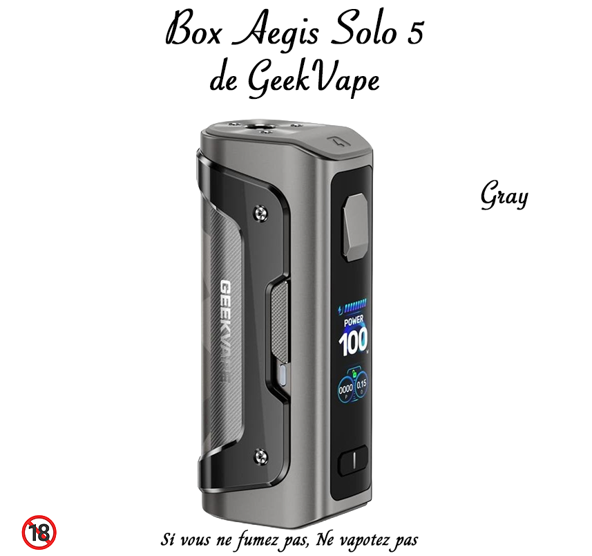 Box Aegis Solo 5 GRAY. Marque vendue par Ciga'Vap.