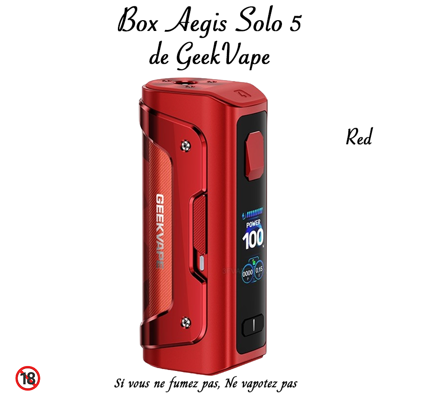 Box Aegis Solo 5 RED. Marque vendue par Ciga'Vap.