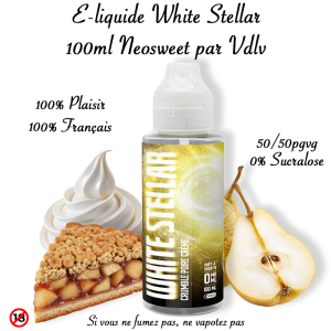 White Stellar 100 ml – E-liquide PAB Osweet by VDLV Crumble Poire Abricot